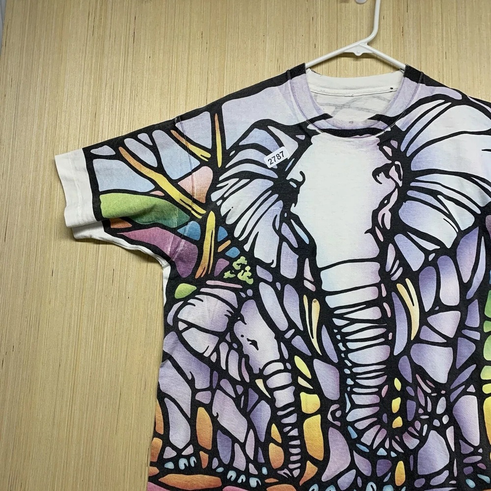 Vintage Liquid Blue Shirt Adult Extra Large White Short Sleeve Men's 1993 AOP - Picture 15 of 16